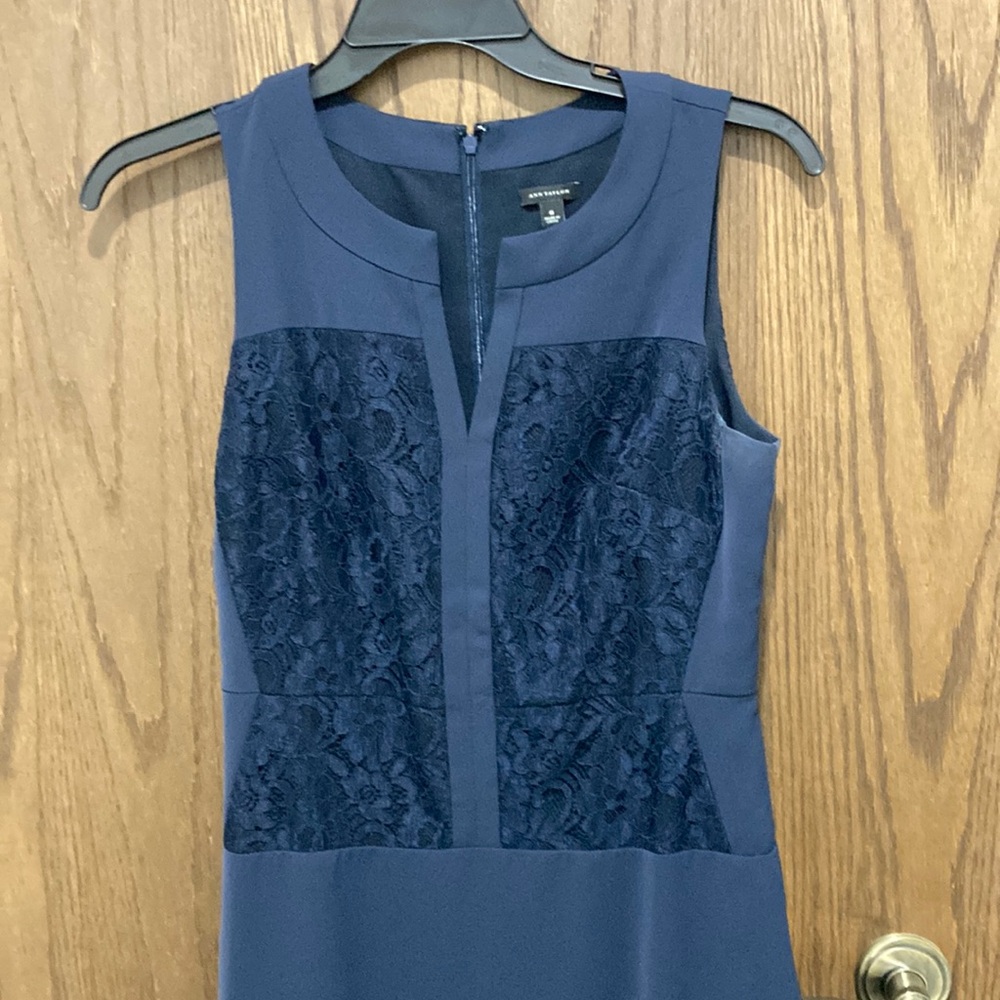 Ann Taylor Navy blue lace midi dress
